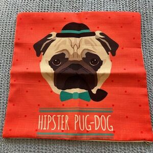 Hipster pug dog throw Pillow Cover pillowcase zipper 18 x 18 decorative home mop